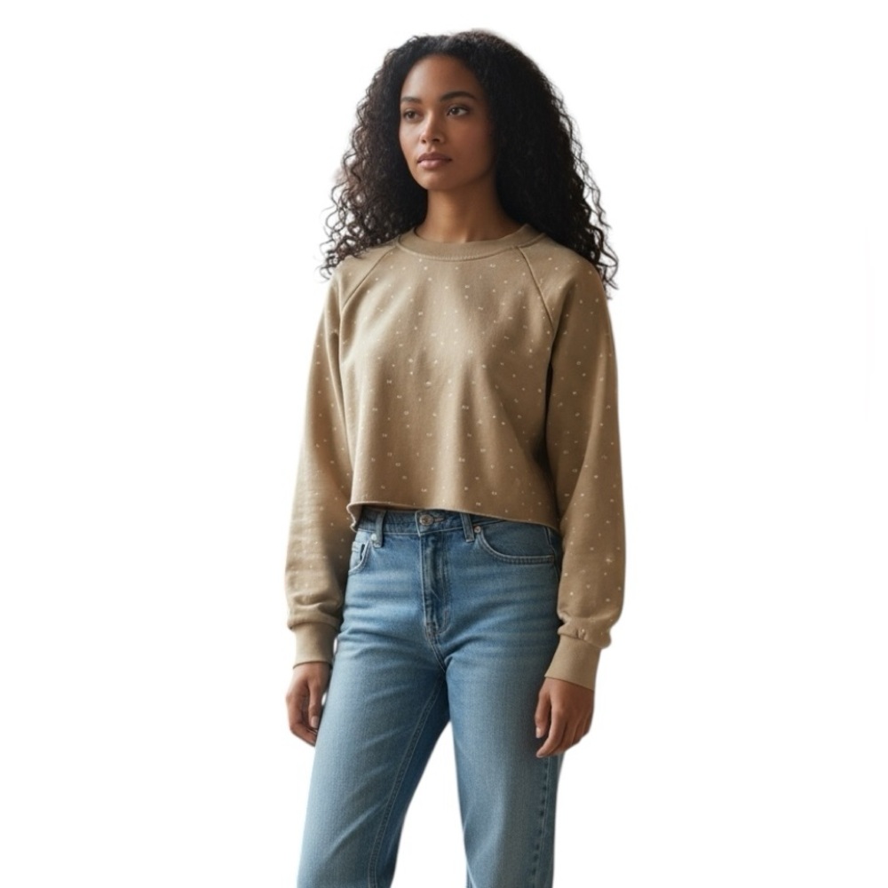 Human Nation cozy core, cropped long sleeve sweatshirt